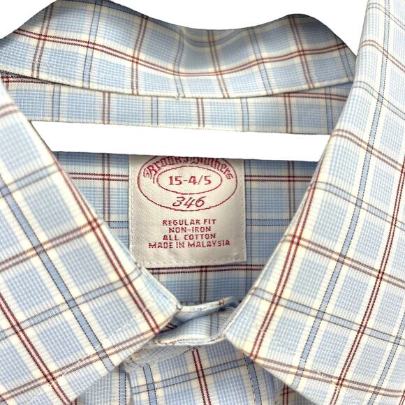 Brooks Brothers Blue White Plaid Long Sleeve Button Down Shirt Medium - Picture 2 of 4